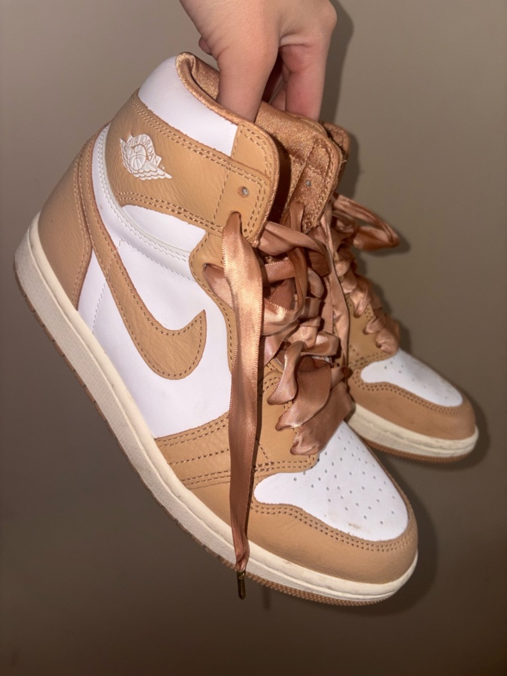Nike Women's High-Top Sneakers in White & Tan